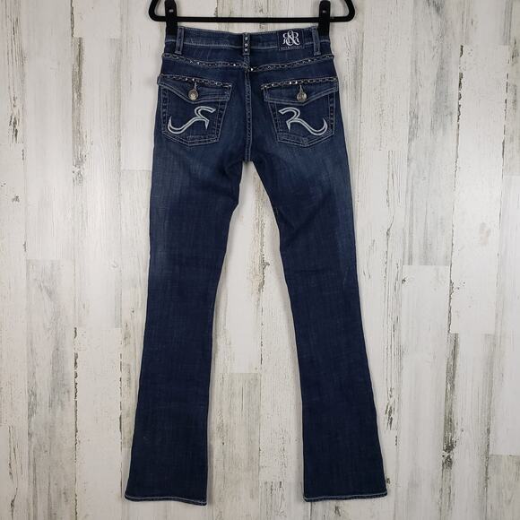 Rock & Republic "Kasandra" Dark Indigo Denim Embellished Bootcut Jeans Size 2 M - Picture 7 of 11